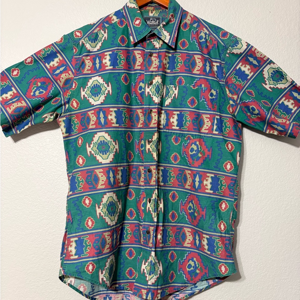 Woolrich Multicolor Southwest Patterned Button Down Short Sleeve Shirt Cotton M